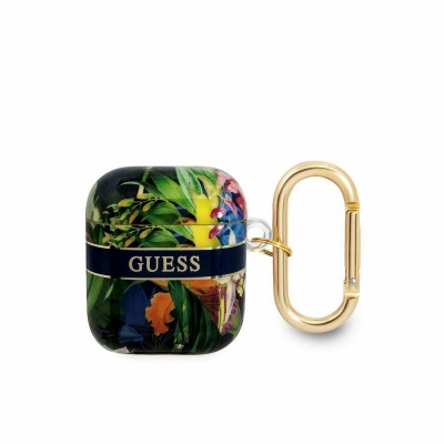 Guess Flower Print Silicone Case Blue (Apple AirPods / Apple AirPods 2)